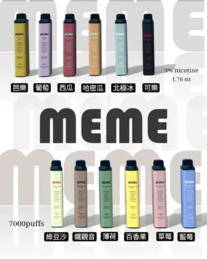 MEME 🔥韓國爆款MEME拋棄式電子煙!7000口超長續航+Type-C充電,潮人圈都在用✨